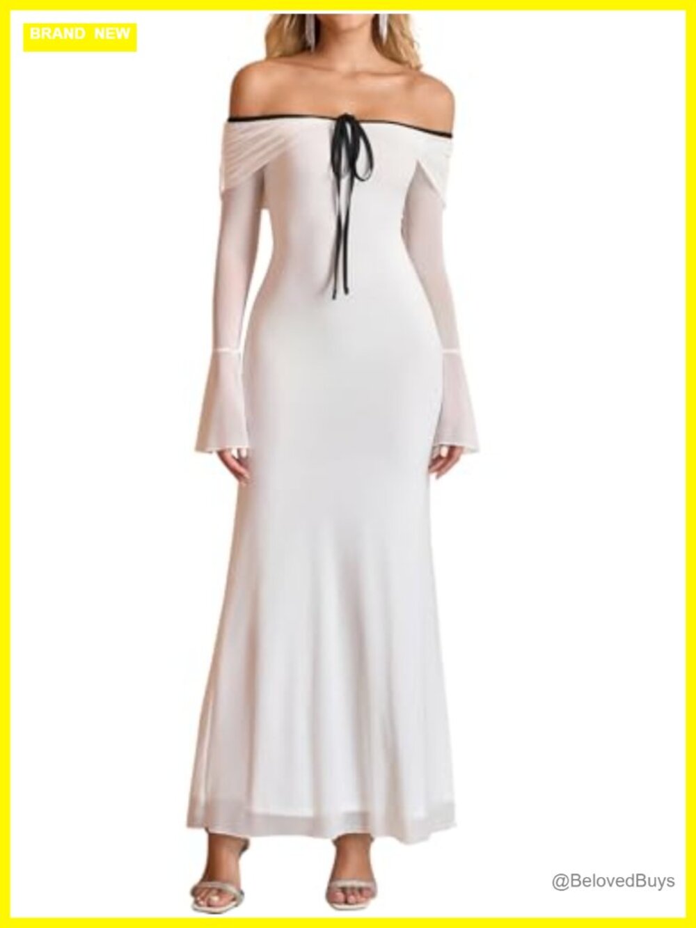 Off Shoulder Long Sleeve Maxi Dress Bodycon Ruched Formal Wedding Guest